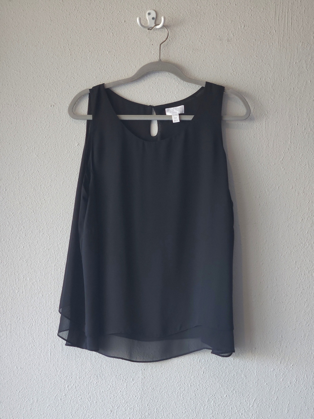 Bisou Bisou Black Swing Double-Layer Chiffon Sleeveless Blouse PLUS SIZE 0X